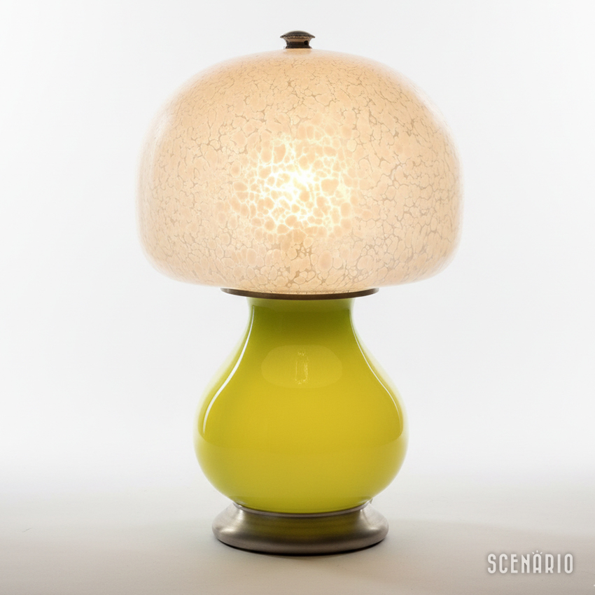 lampada_fungo_nason_mazzega_verde.jpg lampada fungo da tavolo vintage in vetro di Murano