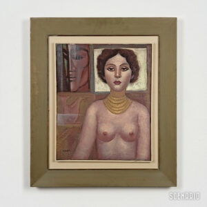 Wahid MAGHARBEH (Aleppo, 1942) Composizione con nudo femminile, 1982 olio su tela, cm 60x70